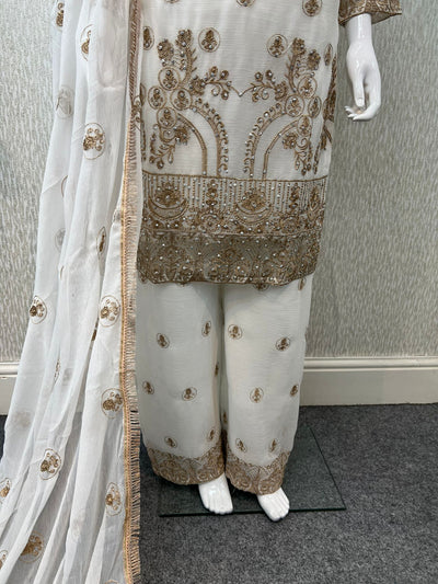 Luxury Festive Chiffon Plazzo bottom Collection WHITE DP-4