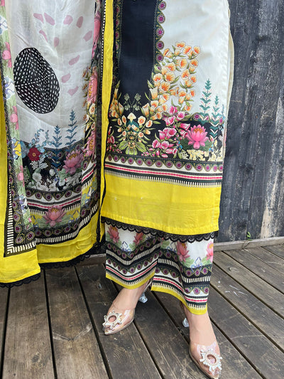 D-12 Mahnur  Embroidered | Lawn Desinger Suit With |Embroidered  Dupatta