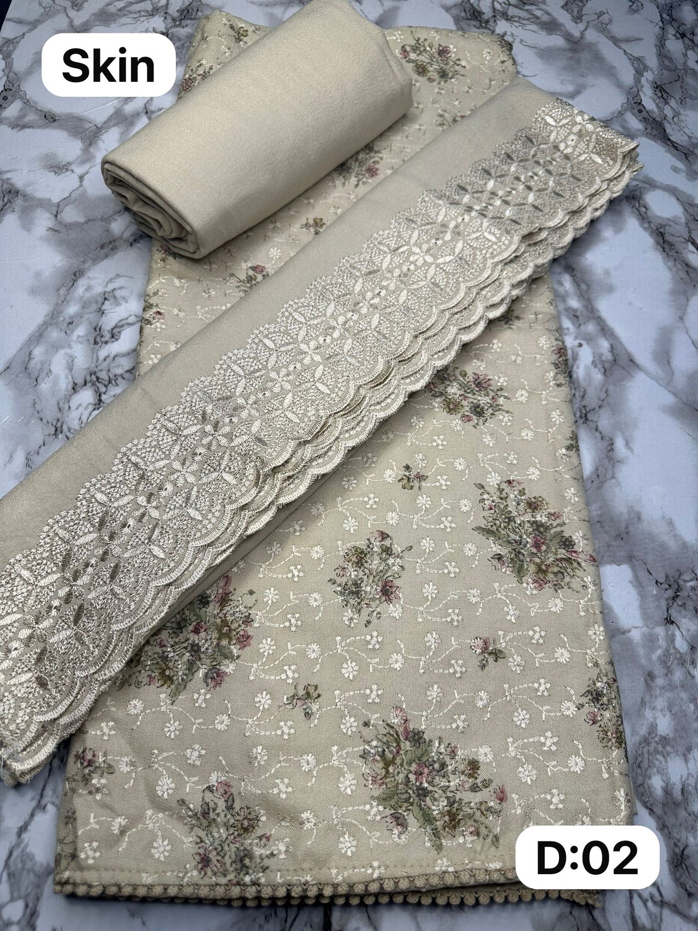 D02 Skin Winter Embroidered Unstitched Alpine Suit