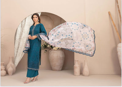 D-1781 - Ferisha 3 Piece Semi-Stitched Collection By Tawakkal Fabrics