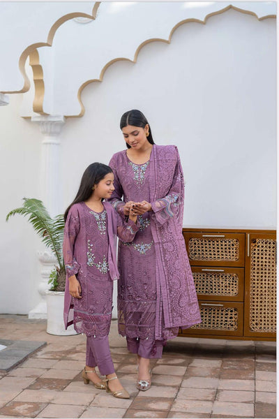 Lilac- MARIA B INSPIRED Mother & Daughter Ready to Wear Chiffon Collection