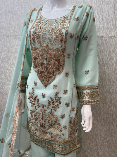 Luxury Festive Chiffon Gharara  Collection Pista S-4