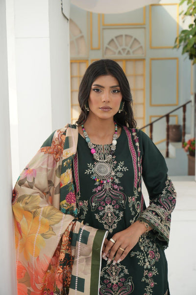 Green-3 PIECE EMBROIDERED DHANAK READY TO WEAR SUIT