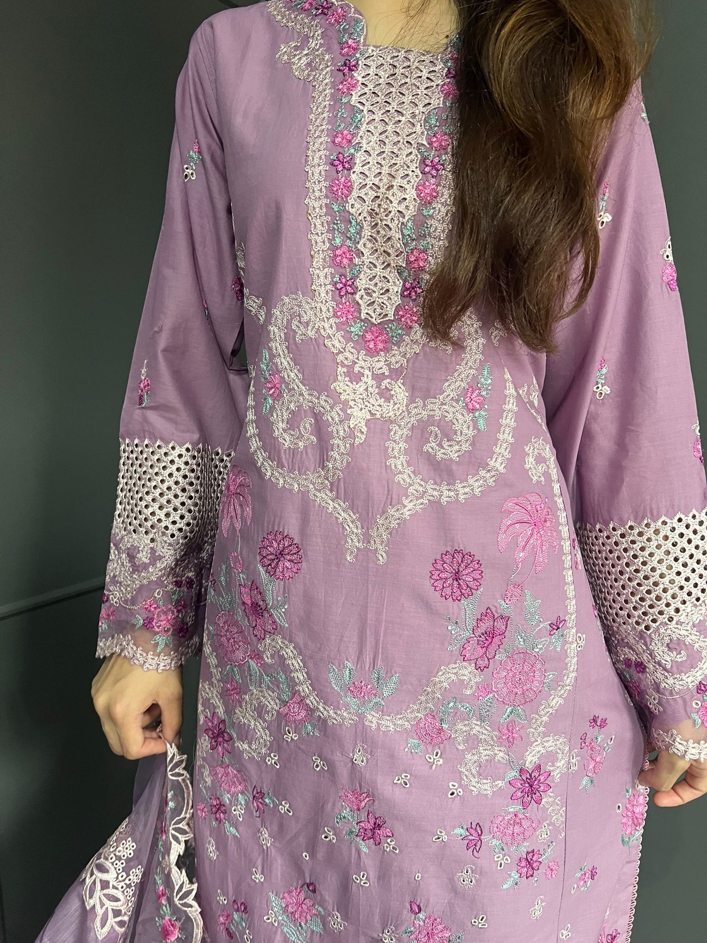 Raj Bari  Embroidered | Lawn Designer Suit With | Embroidered Dupatta