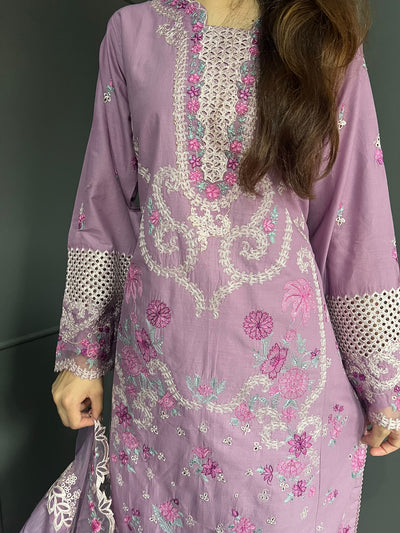 Raj Bari  Embroidered | Lawn Designer Suit With | Embroidered Dupatta