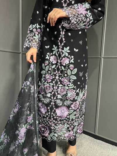Raj Bari  Embroidered | Lawn Designer Suit With | Embroidered Dupatta