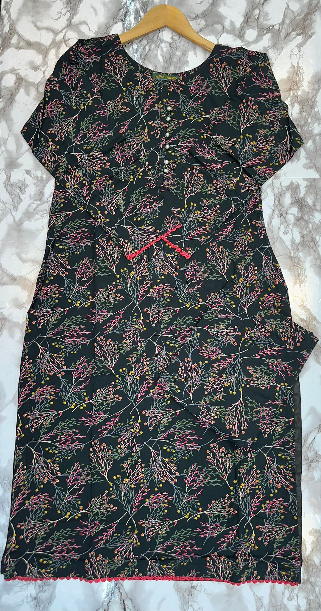 Floral Printed Stone Linen Suit - Trouser 2 Pc Set
