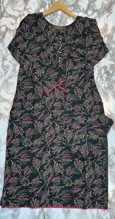 Floral Printed Stone Linen Suit - Trouser 2 Pc Set