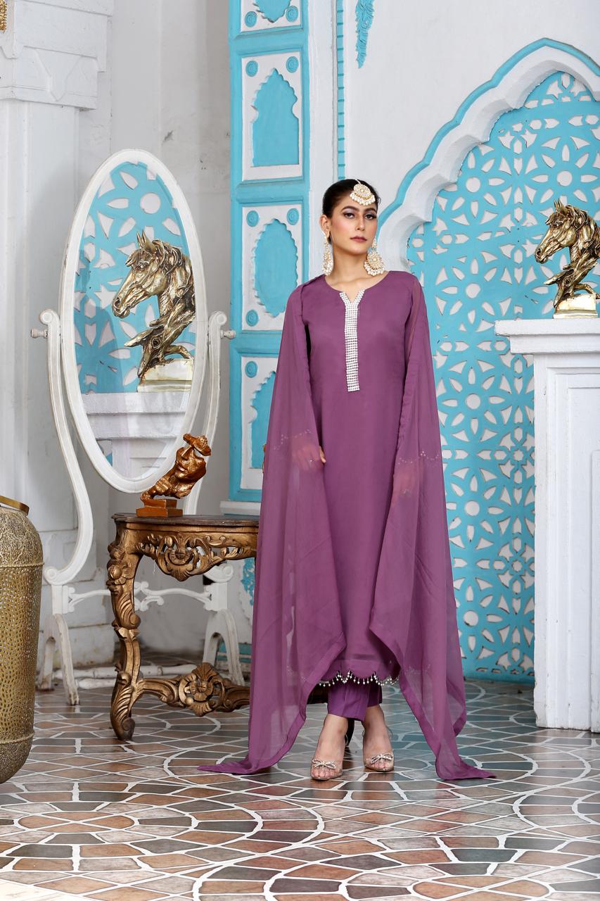 Mahham Luxury Chiffon Collection Purple -D812