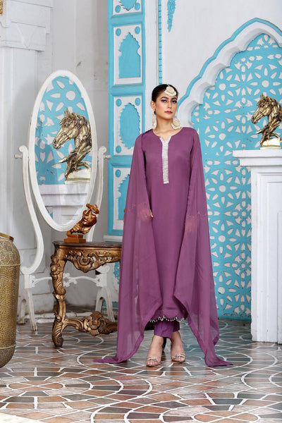 Mahham Luxury Chiffon Collection Purple -D812