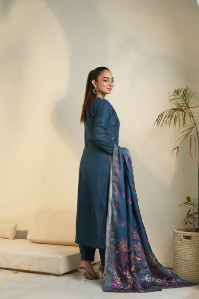 DHANAK 3 PIECE| DESIGNER EMBROIDERED |READY TO WEAR SUIT