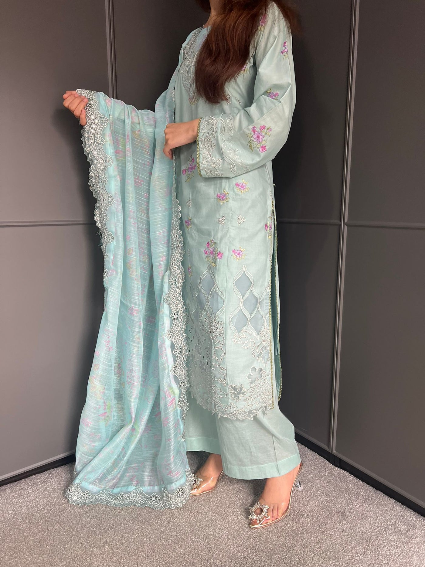 Raj Bari  Embroidered | Lawn Designer Suit With | Embroidered Dupatta