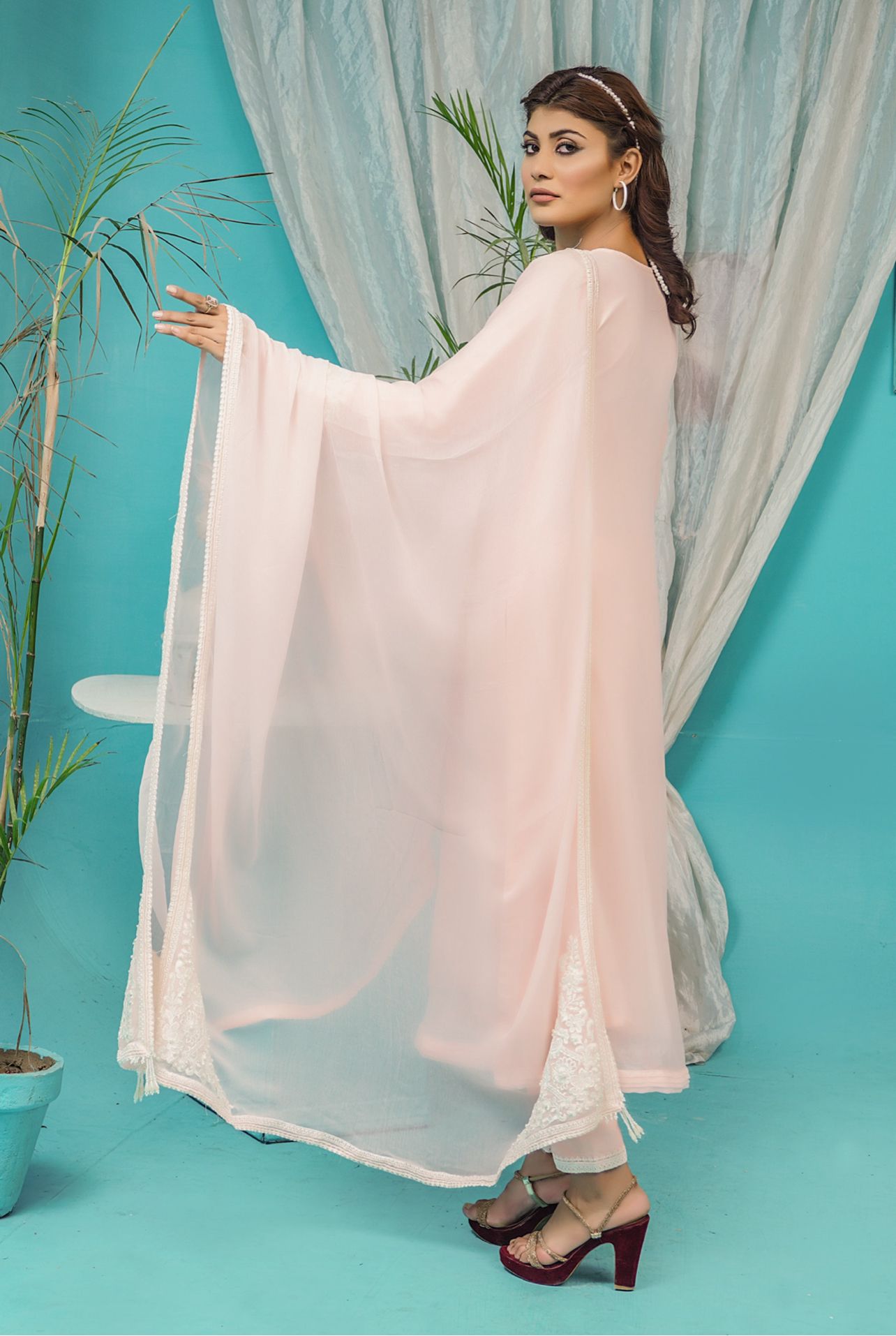 Mahham Luxury Chiffon Collection Pink D-18