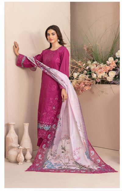 D-1785 - Ferisha 3 Piece Semi-Stitched Collection By Tawakkal Fabrics