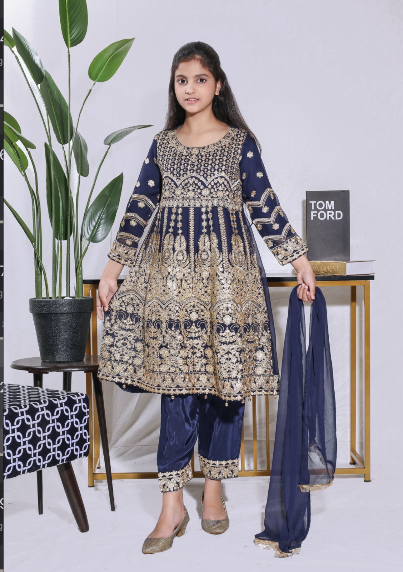 Mother & Daughter Ready to Wear Chiffon Maxi Dress BLUE D-210| Shop Pakistani Dresses