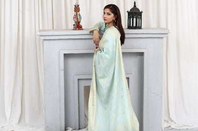 Mint FARSHI SHALWAR brosha Self Printed 3 Piece Outfit | Shop Latest Pakistani Salwar Suits | Pakistani Dresses at affordable prices in United Kingdom | Image 10 of 12