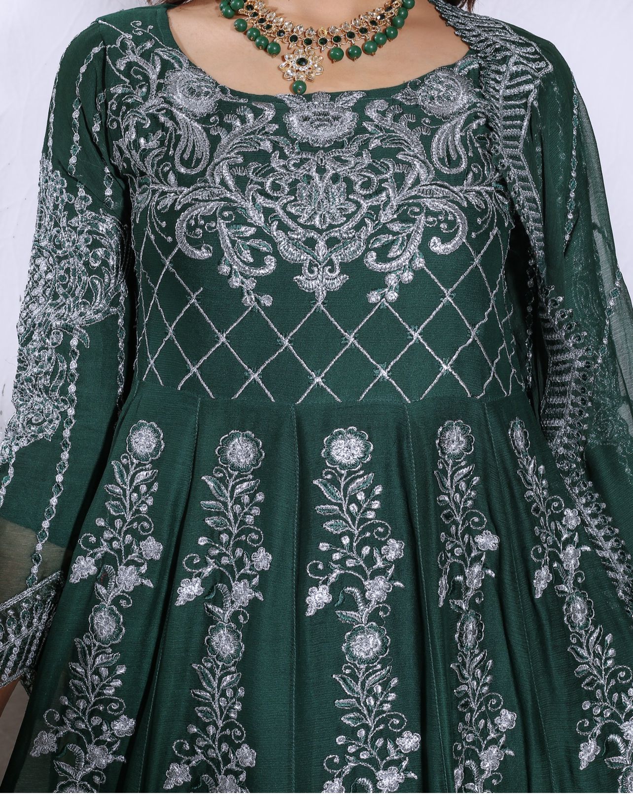 Mother & Daughter Ready to Wear Chiffon Maxi Dress GREEN D-206 | Shop Pakistani Dresses