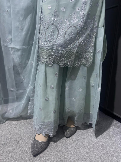 L - MINT - Mahham Luxury Chiffon Gharara Collection