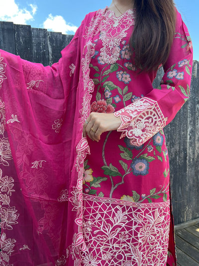 D-05 Mahnur  Embroidered | Lawn Designer Suit With | Embroidered  Dupatta