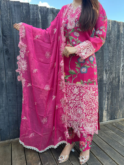 D-05 Mahnur  Embroidered | Lawn Designer Suit With | Embroidered  Dupatta