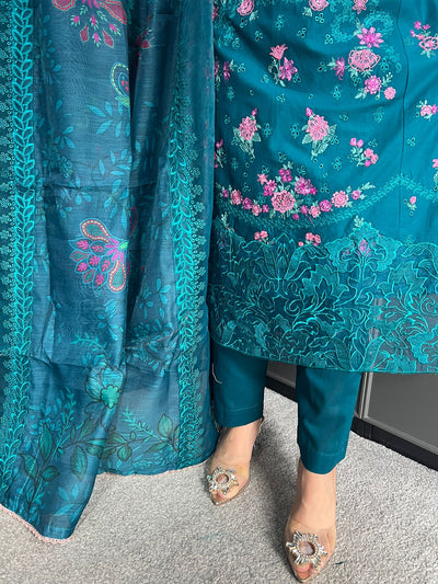 Raj Bari  Embroidered | Lawn Designer Suit With | Embroidered Dupatta