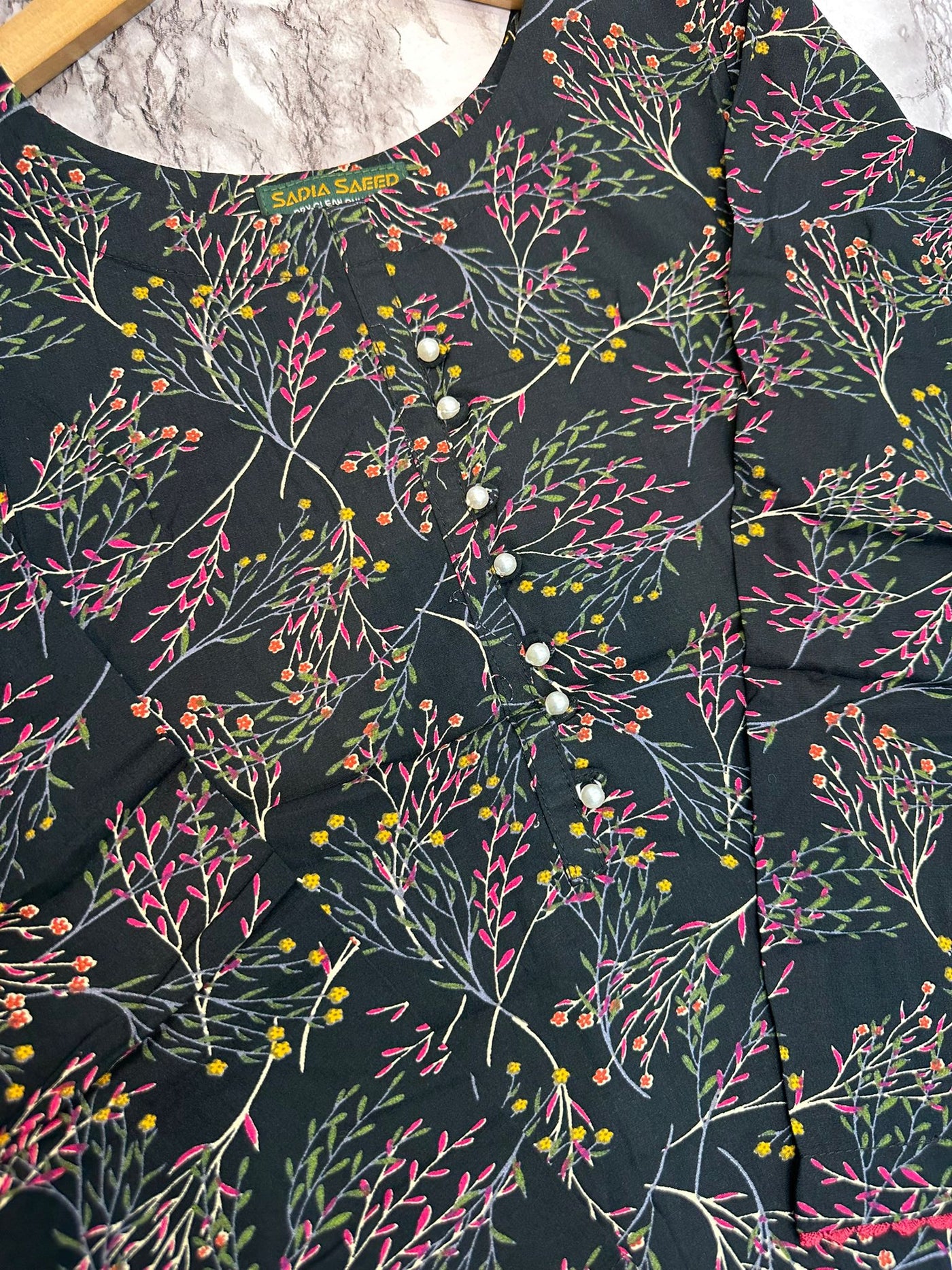 Floral Printed Stone Linen Suit - Trouser 2 Pc Set