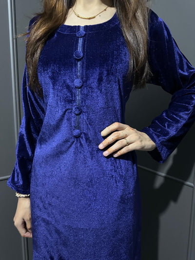 BLUE -Stretchy Velvet  Ready To Wear 2pc Suit