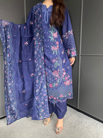 Raj Bari  Embroidered | Lawn Designer Suit With | Embroidered Dupatta