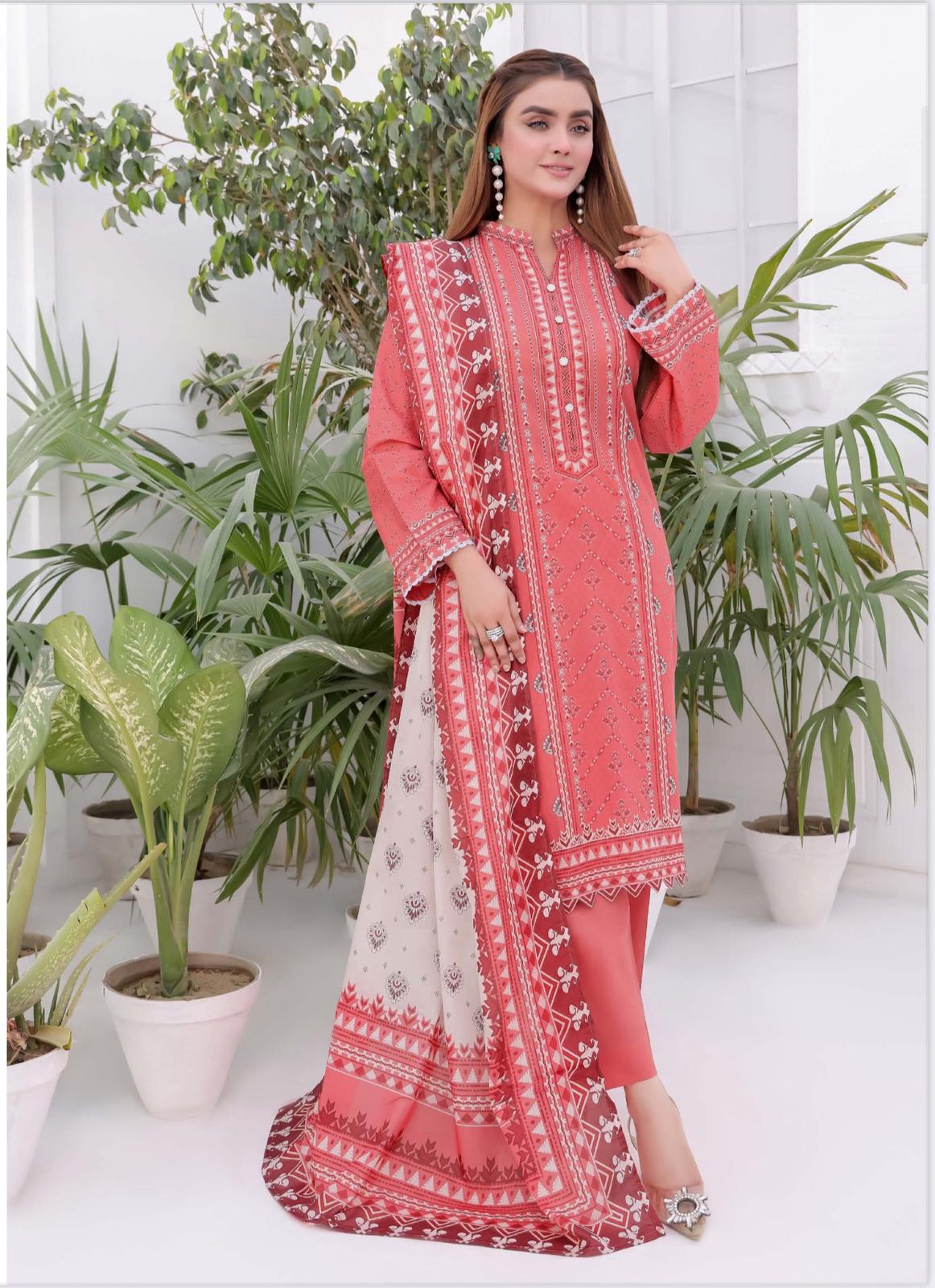 3PC PRINTED READYMADE SUIT WITH LAWN DUPATTA | This 3 Piece Ladies Suit is available in different designs and colors. You can browse our other products to match your needs. Mahham Collection offers a wide range of Pakistani Suits in your pocket friendly budget | Image 1 of 4