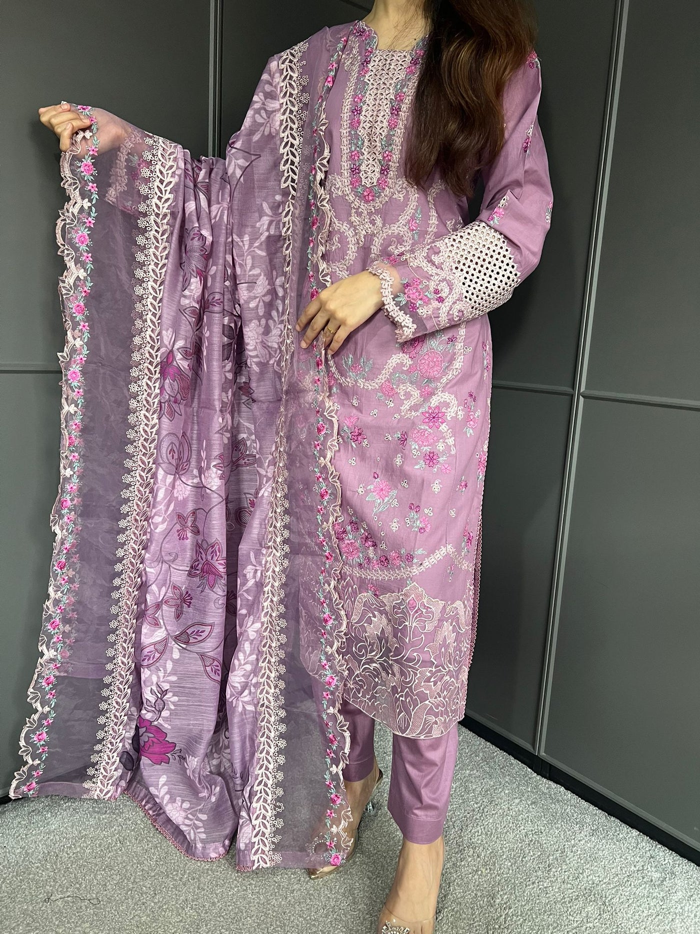 Raj Bari  Embroidered | Lawn Designer Suit With | Embroidered Dupatta