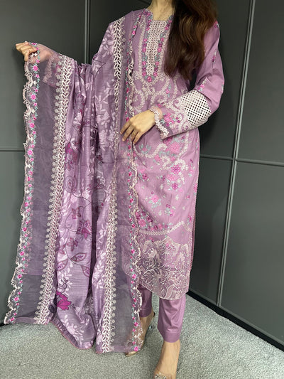 Raj Bari  Embroidered | Lawn Designer Suit With | Embroidered Dupatta