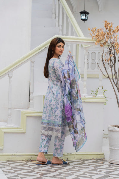 DESIGNER EMBROIDERED LAWN WITH  PRINTED SILK DUPATTA SO-03