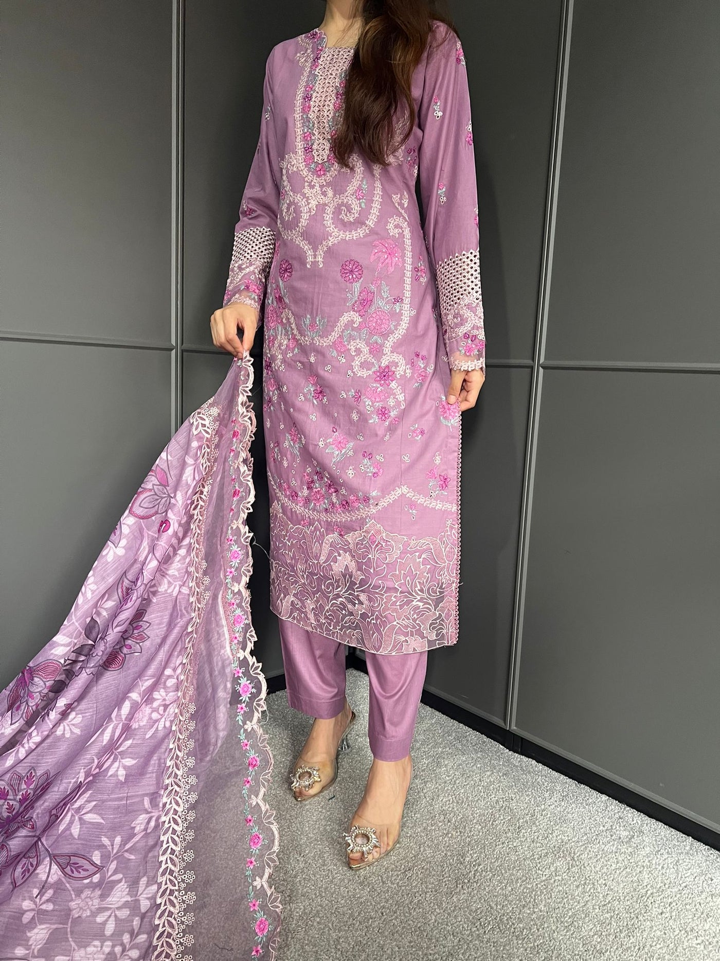 Raj Bari  Embroidered | Lawn Designer Suit With | Embroidered Dupatta
