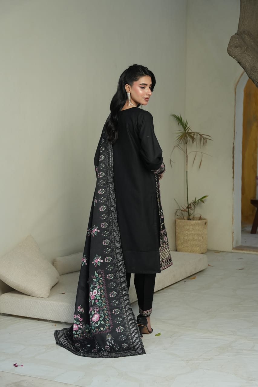 DHANAK 3 PIECE| DESIGNER EMBROIDERED |READY TO WEAR SUIT