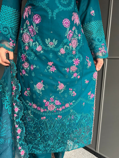 Raj Bari  Embroidered | Lawn Designer Suit With | Embroidered Dupatta