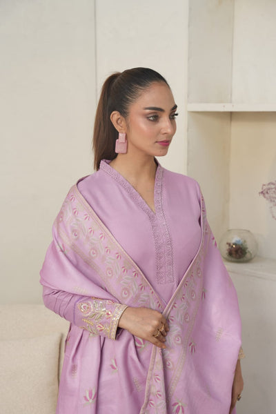 DHANAK 3 PIECE| DESIGNER EMBROIDERED |READY TO WEAR SUIT Farshi Shalwar