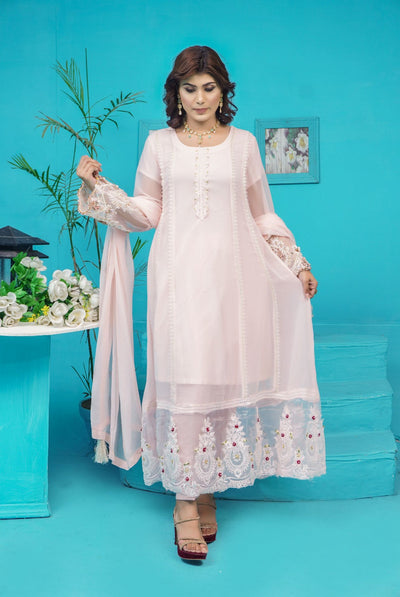 Mahham Luxury Chiffon Dress Collection Pink  D-21