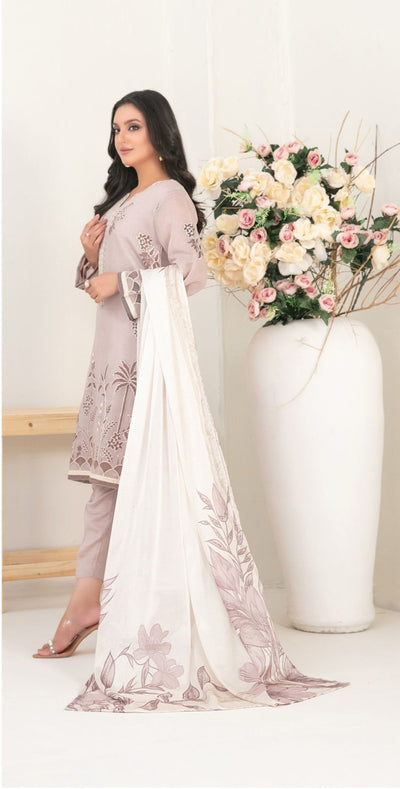 3 Piece Ready-to-wear Collection By Tawakkal Elegant Cotton Khaddi D-2064