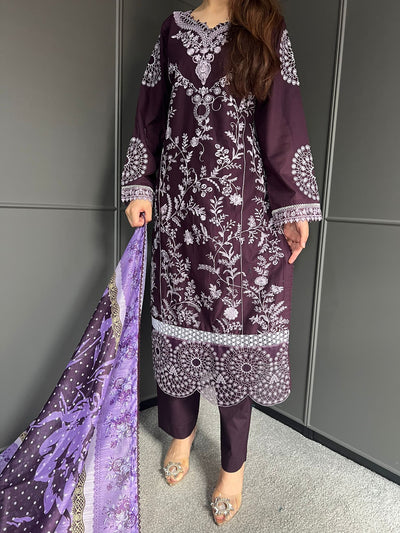D-3 Mastani Embroidered | Lawn Desinger Suit With | Printed Dupatta