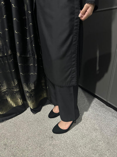 BLACK  3 PIECE PLAIN | DHANAK READY TO WEAR | SUIT WITH SHAWAL