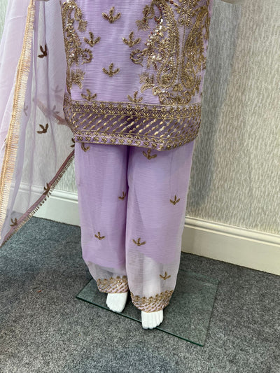 Luxury Festive Chiffon Plazzo bottom Collection Lilac  DP-12