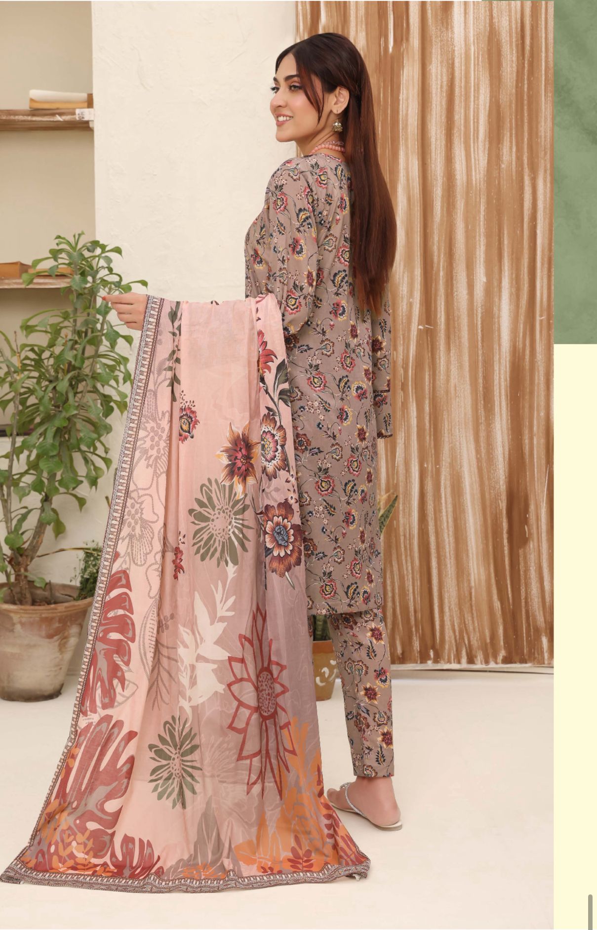 3PC PRINTED READYMADE SUIT  WITH LAWN DUPATTA