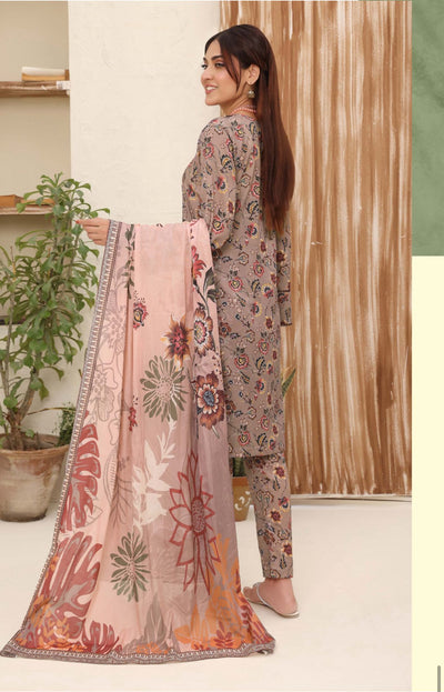 3PC PRINTED READYMADE SUIT  WITH LAWN DUPATTA
