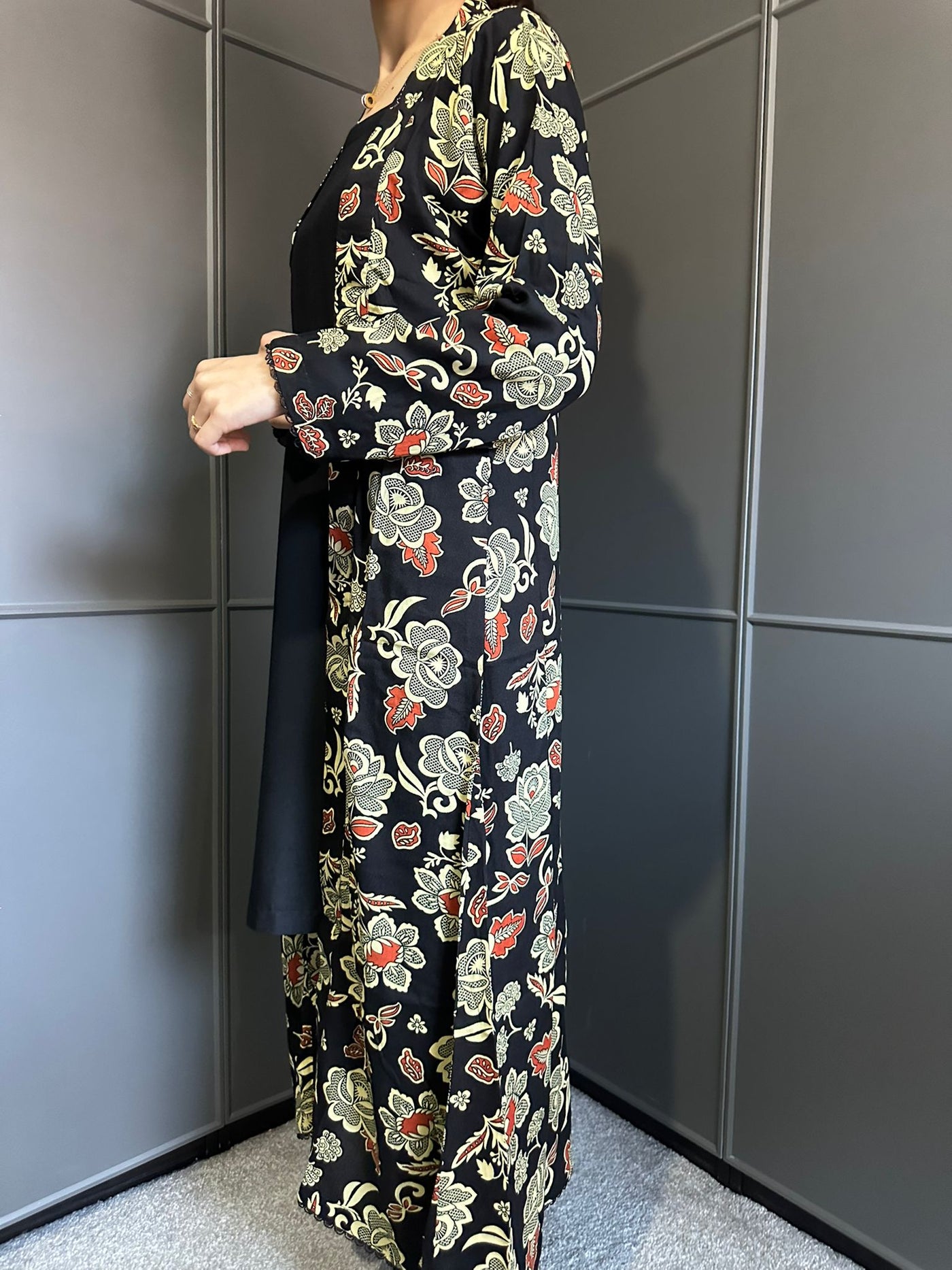 D-30 PLAIN SUITE WITH | PRINTED LINEN JACKET | READY TO WEAR 3 PC