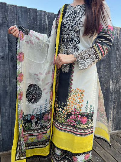 D-12 Mahnur  Embroidered | Lawn Desinger Suit With |Embroidered  Dupatta