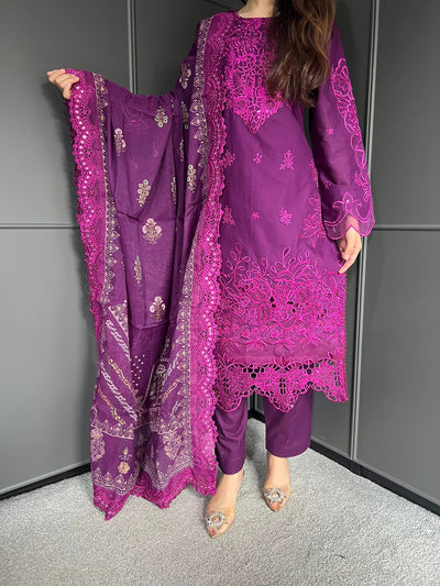 Raj Bari  Embroidered | Lawn Designer Suit With | Embroidered  Dupatta