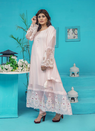 Mahham Luxury Chiffon Dress Collection Pink  D-21