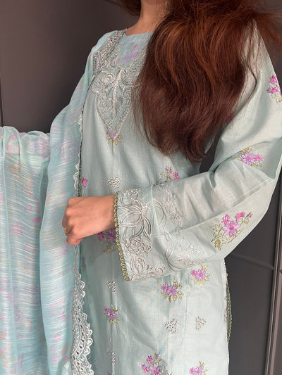 Raj Bari  Embroidered | Lawn Designer Suit With | Embroidered Dupatta
