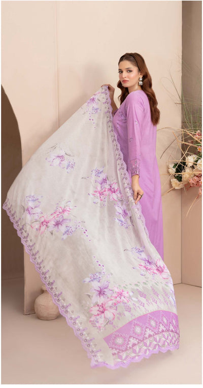 D-1782- Ferisha 3 Piece Semi-Stitched Collection By Tawakkal Fabrics