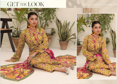 3PC PRINTED READYMADE SUIT  WITH LAWN DUPATTA